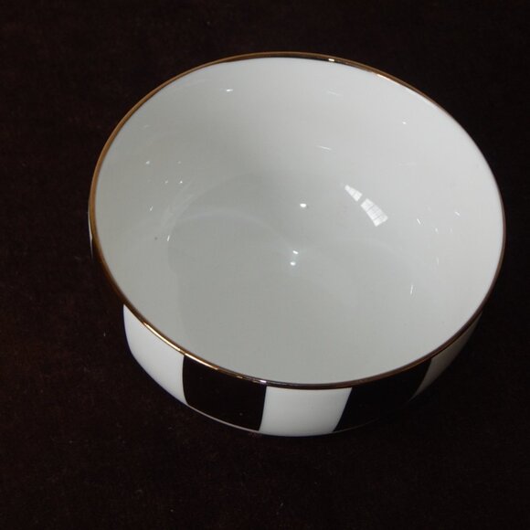 TRULLO Porcelain Golden Stripes 4.5” Ice Cream Fruits Dessert Bowls Set of 4 New - Picture 3 of 4